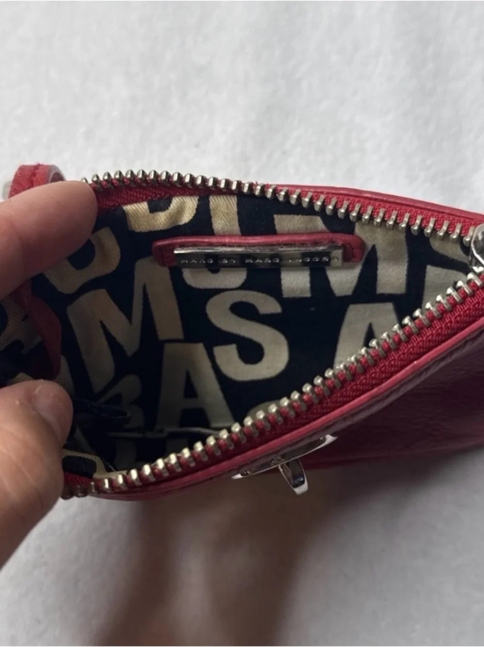 Red Leather Coin Pouch with Keyring